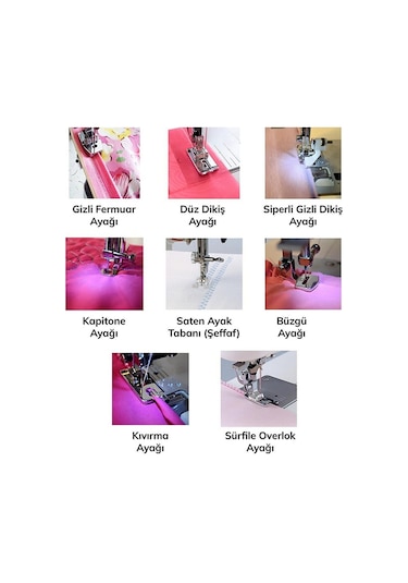 Ev Tipi Aile Dikiş Makinesi 8 Parça Ayak Seti