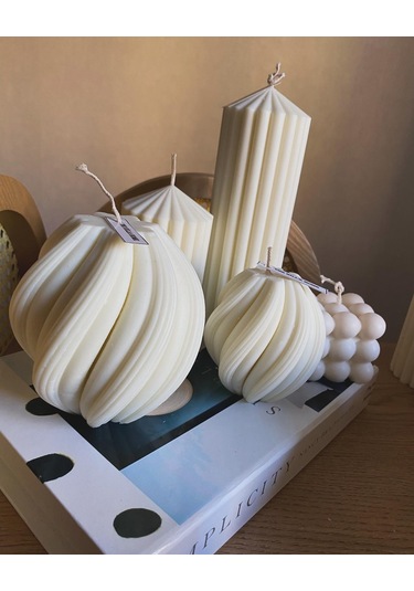 5'li Doğal Dekoratif Mum Seti %100 Soya Wax
