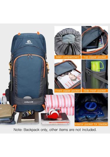 Weikani Çok Amaçlı Suya Dayanıklı 65l Outdoor Sırt Çantası Siyah
