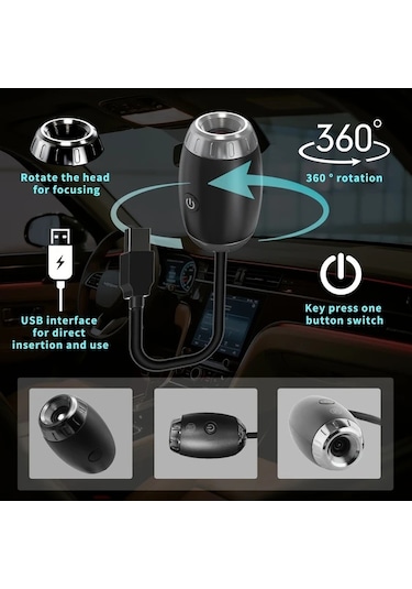 Honeybeeshop Jüpiter Yeni Güncellenmiş Usb Güçlü Araba Projektör Işığı 360 Dönebilen Taşınabilir Ortam Yıldızlı Gökyüzü Işığı Çatı Yatak Odası Oturma Odası Oda Festival Parti Gece Işığı