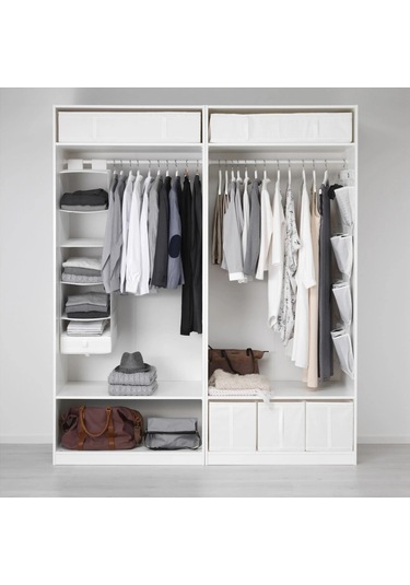 3 Parça Düzenleme Kutu Seti Meridyendukkan Beyaz Renk Baza-gardrop İçi Düzenleyici Hurç 31x55x33 Cm Beyaz