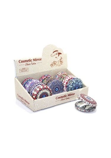 Büro Ev Ofis Personel Hediyesi İçin Taşlı Yuvarlak El Aynası Çok Renkli