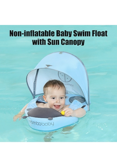 Moveevo Mambobaby Şişirmesiz Bebek Yüzme Simidi: 8-36 Aylık, Su Geçirmez & Güneşlikli