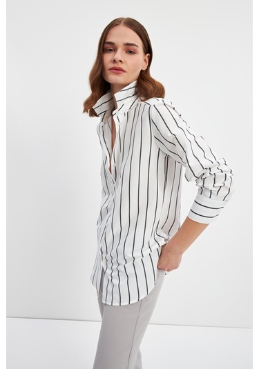 Stella Pulvis Siyah Çizgili Basic Gömlek Siyah