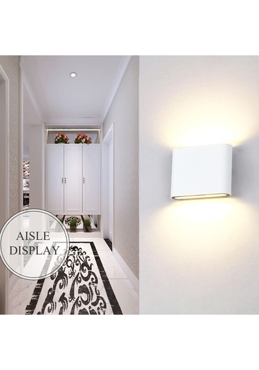 Tongxida Ip65 Su Geçirmez Led Duvar Lambası, Ac 85-265v, Sıcak Beyaz, Metal/siyah, 175x90x27mm Beyaz