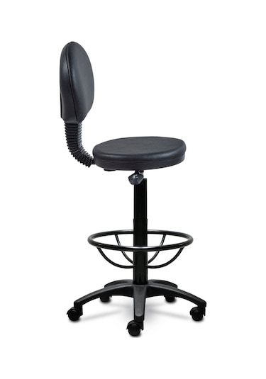 Ofiscombin Ofis Büro Döner Tekerlekli Amortisörlü Arkalıklı Sırtlı Yüksek Bar Taburesi Siyah 000008825