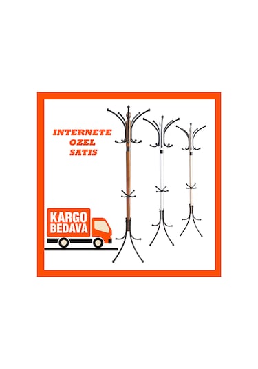 Tolunay Portmanto Ayaklı Askılık - Boyalı Yonca Model