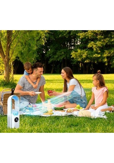 Wezone Taşınabilir Zamanlayıcı Soğutucu Fan - Ev, Dormitorya, Ofise Uygun - Islak Hava Sağlar - Bladesiz Tasarım - Beyaz