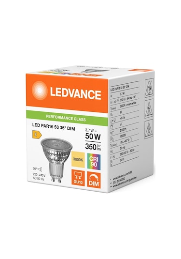 Ledvance Led Par 16 50 36 Dimm 3,7 W 3000k Gu10 P Dimli Led Ampul 4099854457548 Seçenekler