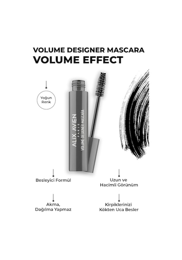 Alix Avien Ayarlanabilir Hacim Topaklanma Karşıtı Besleyici Etkili Siyah Maskara Volume Designer Mascara