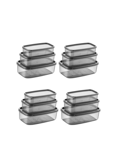 Oval 12 Parça Hava Almaz Sızdırmaz Saklama Kabı Seti Füme 4x 300/500/800 Ml Füme