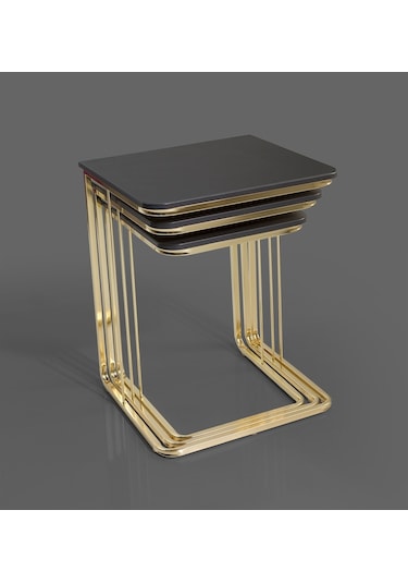 Gold 3 Lü Amor Zigon Sehpa - Orta Sehpa - Yan Sehpa