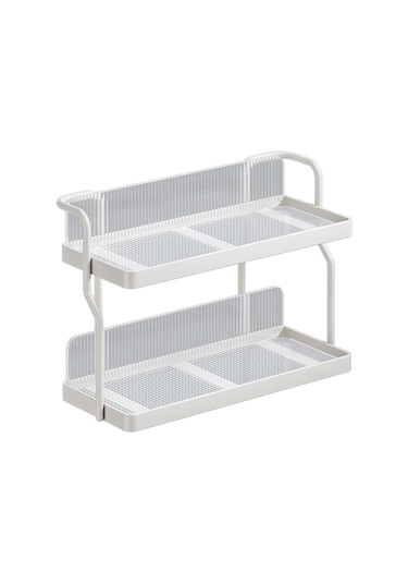 Çift Katmanlı Mutfak Baharat Fincan Raf Tezgah Duvara Monte Karbon Çelik Depolama Rafı