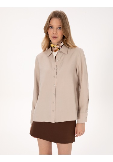 Pierre Cardin Kadın Vizon Gömlek Desenli 50318219-vr052 Vizon