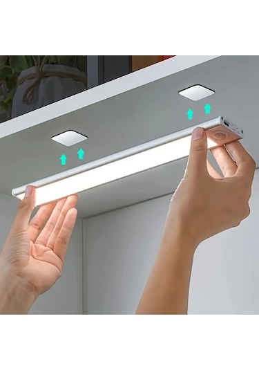 Honeybeeshop 2 Adet Simli Led Hareket Sensörlü Işıklar Manyetik Usb Şarj Ayarlanabilir Renk Parlaklık Plastik Tüp Işık Ev Kullanımı 36v Şarj Edilebilir Pil Simli