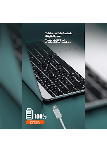 ScHitec 6A 100W iOS Uyumlu Type-C Lightning 2M Hızlı Şarj Kablo