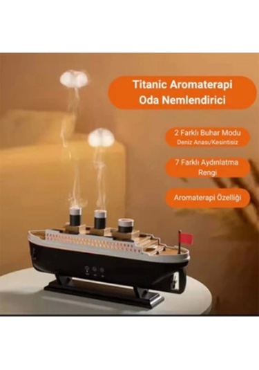 Titanic Gemi Hava Nemlendirici Işıklı Fonksiyonlu Buhar Makinesi Kumandalı Renkli