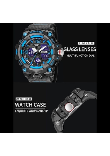 Novahub Smael 8008 Doğa Sporları Küçük Boyutlu Su Geçirmez Aydınlık Erkek Saati Siyah Mavi Çok Renkli Çok Renkli