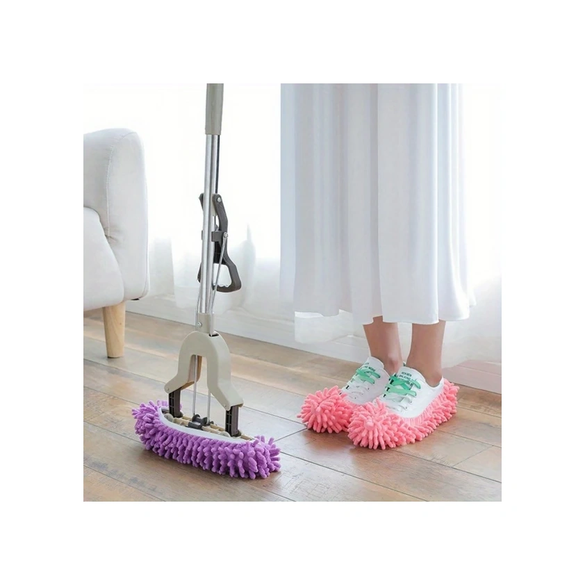 Dashanshop 2 Adet Çıkarılabilir Mikrofiber Paspaslı Yıkanabilir Temizlik Terliği 2 Parça Beden