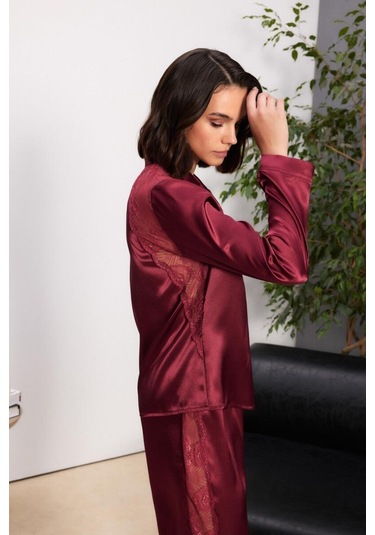 Pierre Cardin 6'lı Bordo Uzun Gecelik Sabahlık Set 6035 Bordo