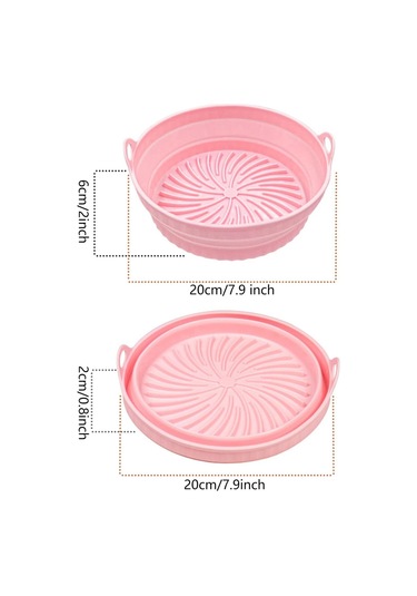 Katlanabilir Airfryer Pişirme Kabı Silikon Pişirme Seti 6 Litreye Kadar Tüm Cihazlara Uygun Pembe