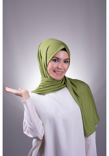 Fıstık Yeşili Düz Klasik Şal Viskon Kumaş Likralı Penye 202101_36