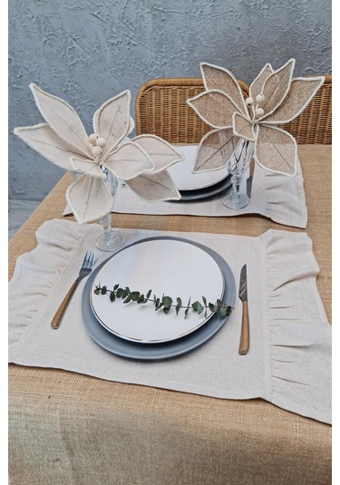 Amerikan Servisi Fırfırlı Retro 4 Lü Krem