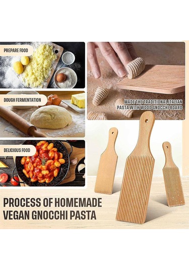 Ahşap Tereyağı Kürekli Gnocchi Tahtaları - 3 Parça, 9,1x2,8 B Diğer