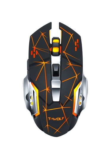 Shineyee T-wolf Q13 Şarj Edilebilir Kablosuz Mouse, 7 Renkli Işık, 3 Seviye Dpı, Sessiz Tıklama, 2.4g Stabil Aktarım, Bilgisayar/dizüstü/tablet İçin Siyah