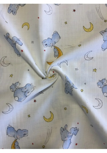 Müslin Örtü 100x120 3 Adet Ağız Bezi Hediyeli Beyaz - Mavi