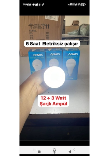 15 Watt Şarjlı Led Ampul Beyaz Işık