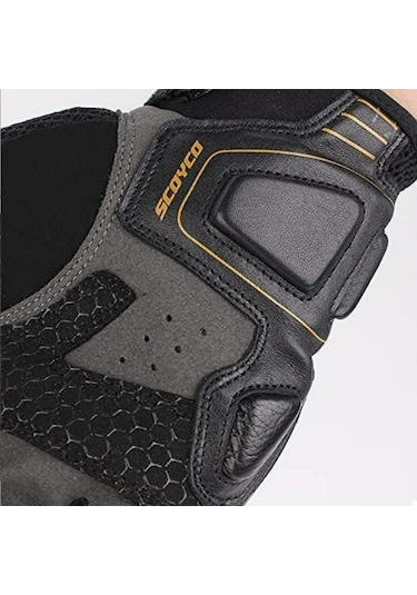 Motoanl Karbon Fiber Koruma Deri Microfiber Eldiven Gri - Siyah