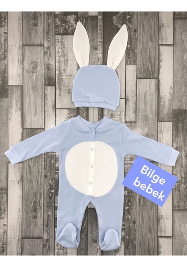 Erkek Bebek Tavşan Model Kostüm Tulum - Bebek Doğum Hediyesi Bebe Mavi