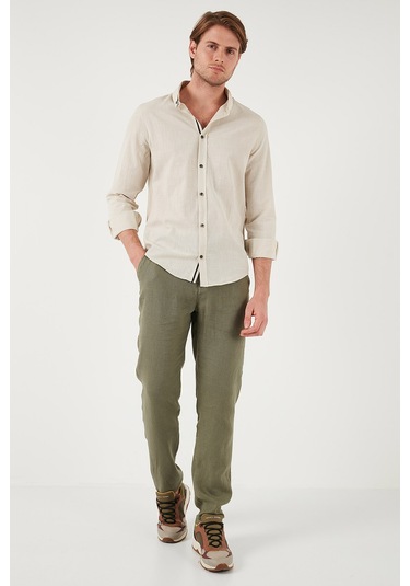 Buratti Pamuklu Regular Fit Düğmeli Yaka Erkek Gömlek Cf20S111871 Bej