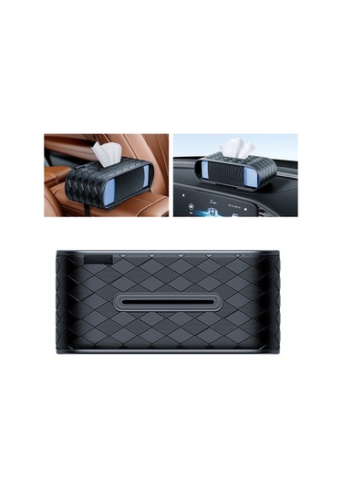 Homyl Mendil Kutusu Kapağı Dikdörtgen Dispenser Otomotiv Araba Siyah