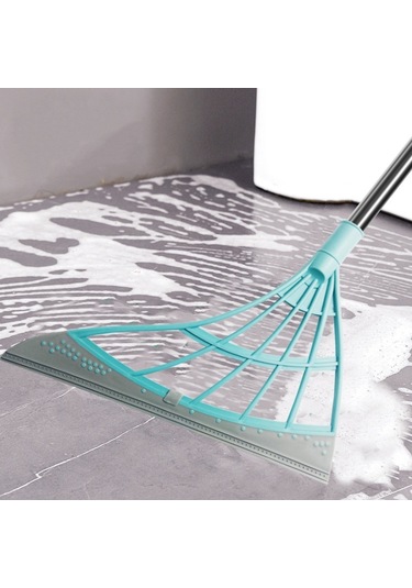 Tenfowee Ev İçin Silikon Broom - Su Silebilir, Temizleyebilir, Uzatılabilir Gövde İle Ev Temizliği Aracı Gri