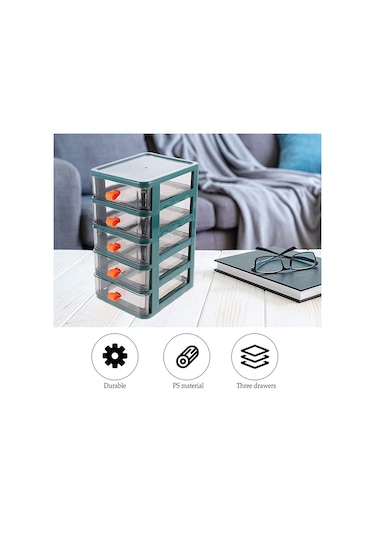 Anjiexun Masaüstü Depolama Dolabı Küçük Çok Katmanlı Çekmece Depolama 5 Çekmece Yeşil