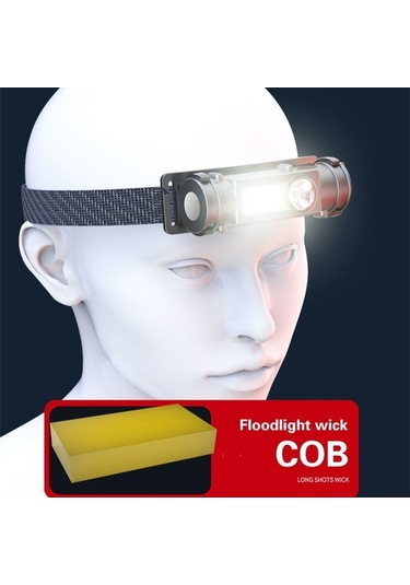 Rongcai Ready Stock Led Far Cob Çalışma Işığı Mıknatıslı Su Geçirmez El Feneri Usb Şarj Edilebilir Açık Kamp Balıkçılık Projektör Ev Far Siyah
