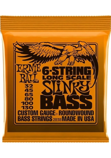 Ernie Ball P02838 Slinky Nickel 32-130 6 Telli Bas Gitar Teli