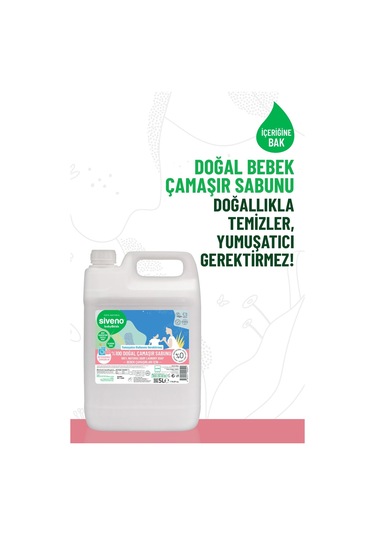 Siveno %100 Doğal Bebek Çamaşır Sabunu Kendinden Yumuşatıcılı Bitkisel Deterjan Vegan 5000 ml