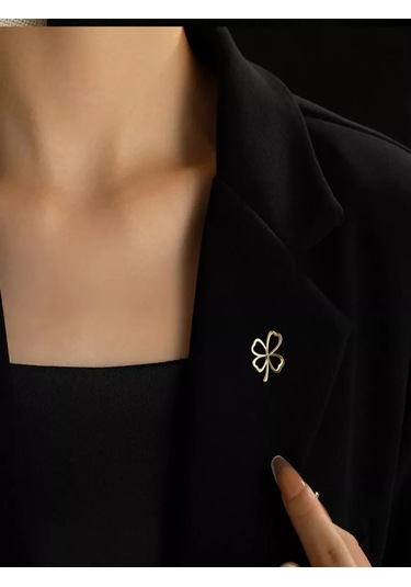 Olfil Broş-mini Yonca Işıl Işıl Minimalist Tarz 191651060 Altın Rengi