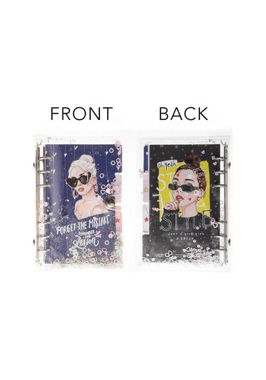 Mekanizmalı Simli Ve Sulu Kapaklı Desenli Defter Lacivert