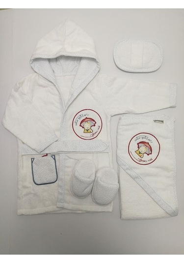 30020 Kırmızı Şemsiyeli Bornoz Seti