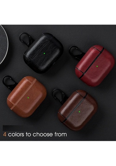 Airpods Uyumlu Pro 2. Nesil Lüx Deri Suni Deri Kılıf 360 Koruma+kanca Siyah