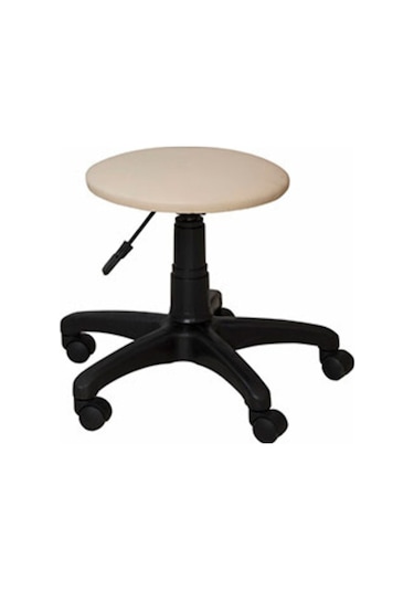 Ofiscombin Dönebilir Döner Tekerlekli Bar Eczane Laboratuvar Medikal Kuaför Taburesi Sandalye Krem Deri 00047499844