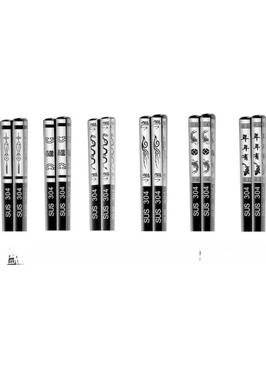 Siyah 304 Paslanmaz Çelik Titanyum Kaplama Altın Kare Yemek Çubukları Ev Otel Yemek Çubukları Hediye Kutusu Seti Siyah Siyah