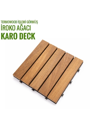 Pafu Sunsoe İroko Ağacı Balkon Bahçe Ahşap Yer Döşemesi Karo Deck 30x30 Cm 1 Adet 0,09m2