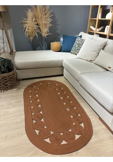 Cookie Jüt Hasırlı El Örgüsü Kilim Natural