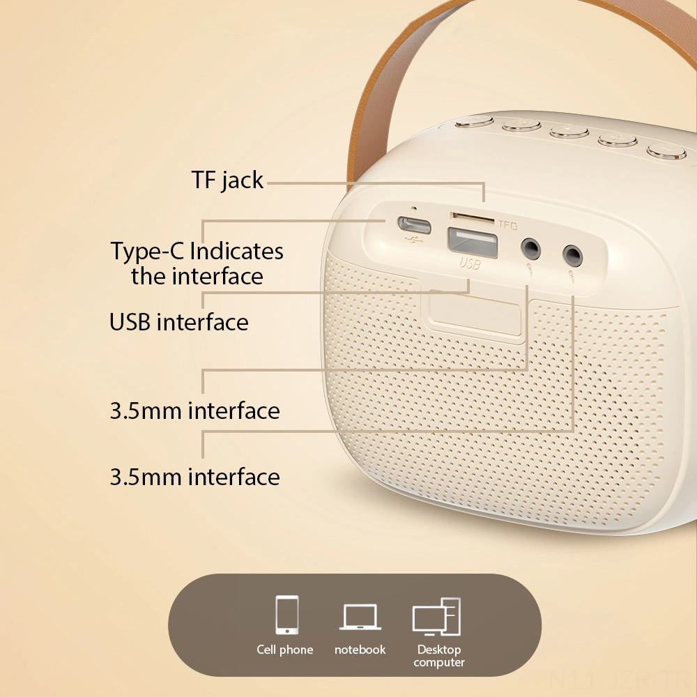 Geeroyoo K30 Beyaz Bluetooth 5.0 Hoparlör, Dış Mekan Taşınabilir, 6w Ses, Çift Mikrofon İle Karaoke, Renkli Işık Efekti, 1200mah Pil