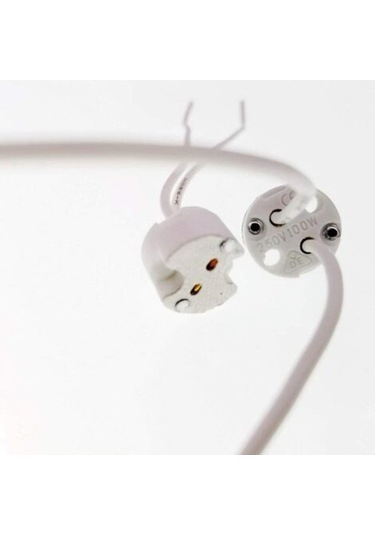 20 Adet G5.3 Seramik Kuvars Lamba Duyu Soketi Mumluk Silikon Kablo Halojen Lambalar, Led Lambalar İçin, Beyaz, 15 Cm